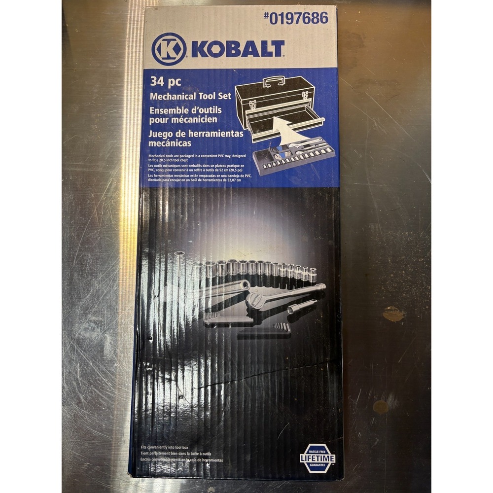 NIB Kobalt 34 PC Mechanical Tool Set Socket Wrench Allen Set